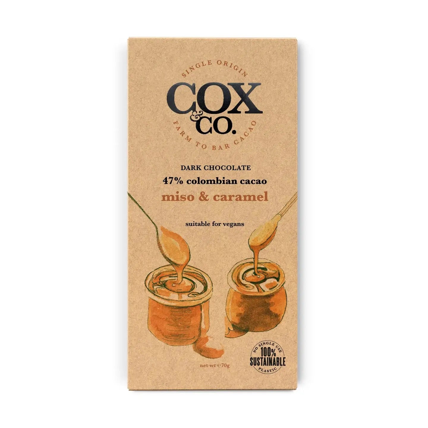 Miso & Caramel 47% Dark Chocolate - 70g