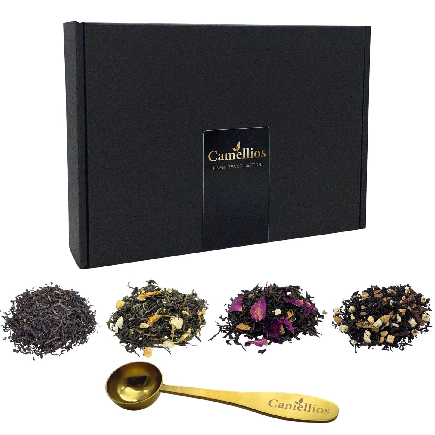 Tea Sampler Gift Set – 4 Loose Leaf Tea Blends + Spoon