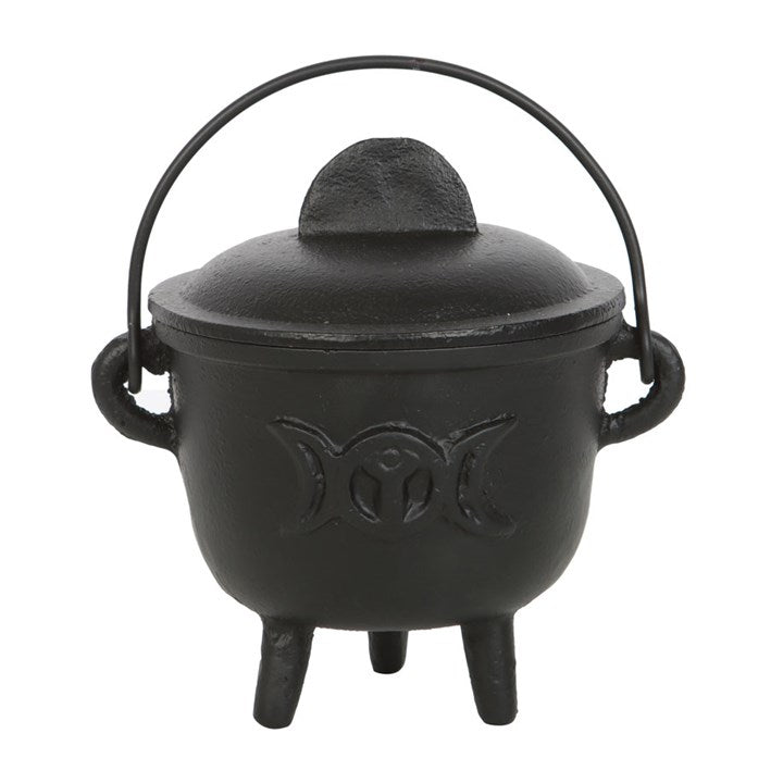 CAST IRON CAULDRON WITH TRIPLE MOON (11cm)