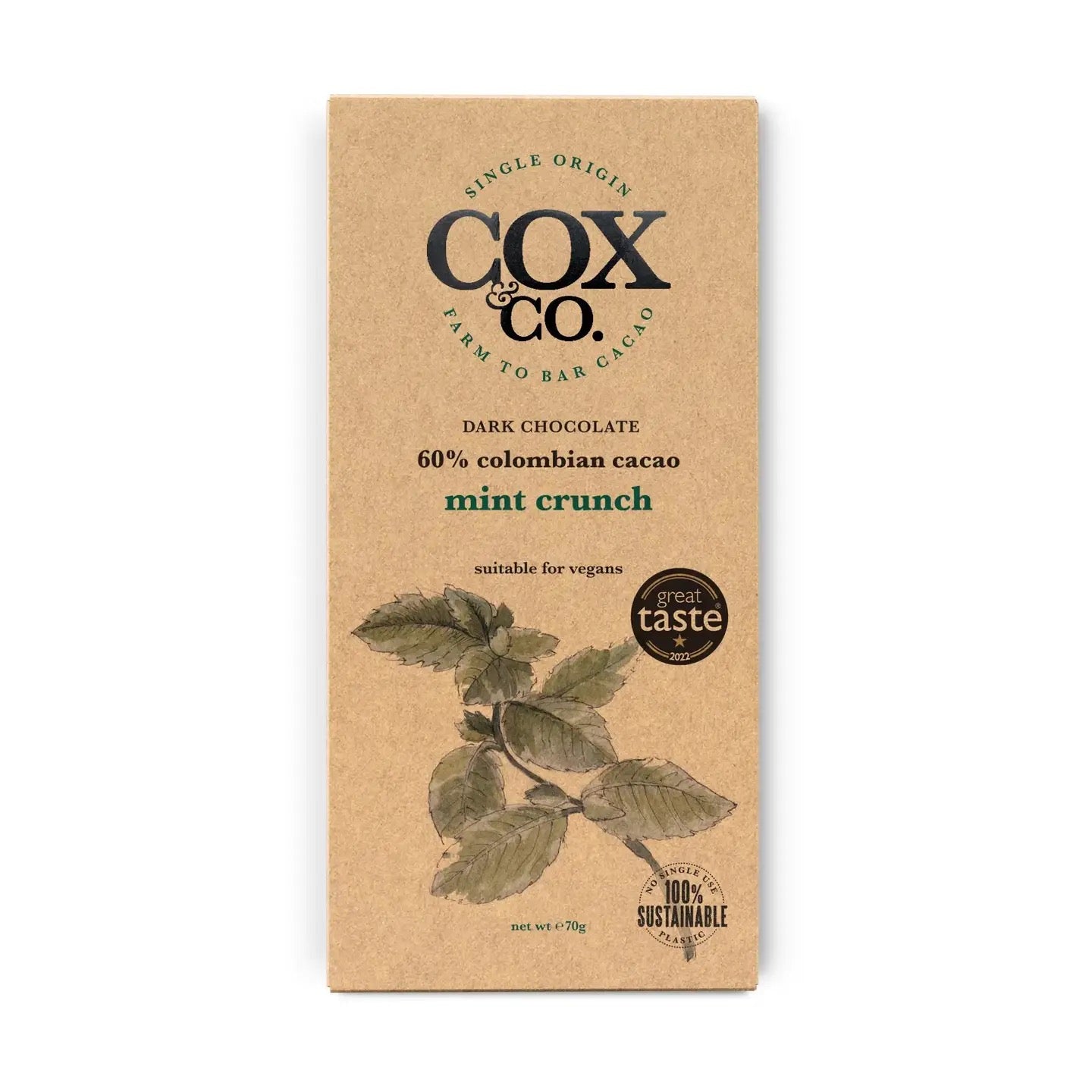 Mint Crunch 60% Dark Chocolate Bar - 70g