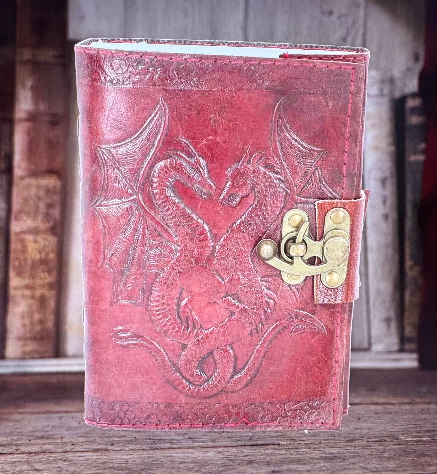 Double Dragon Leather Grimoire / Notebook / Journal / Book of shadows