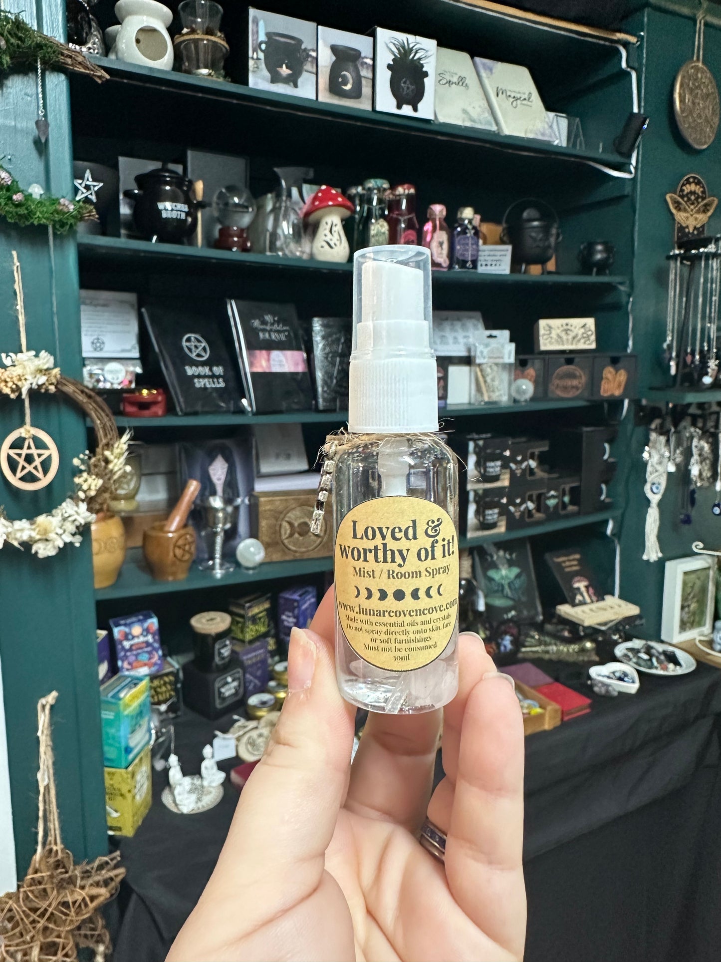 Loved and Worthy of It Room Mist for Spells and Rituals in glass bottle