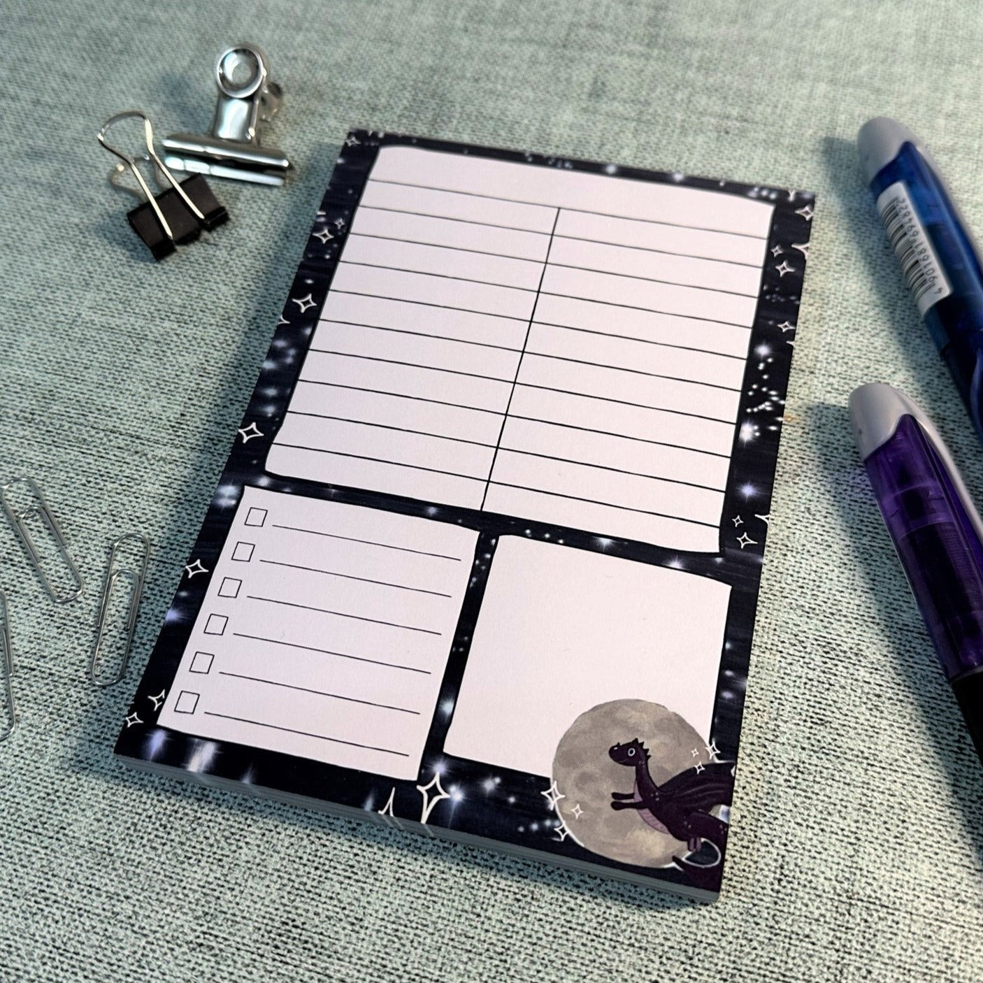 Midnight Moon A6 Notepad | Desktop notepad for dragon fans