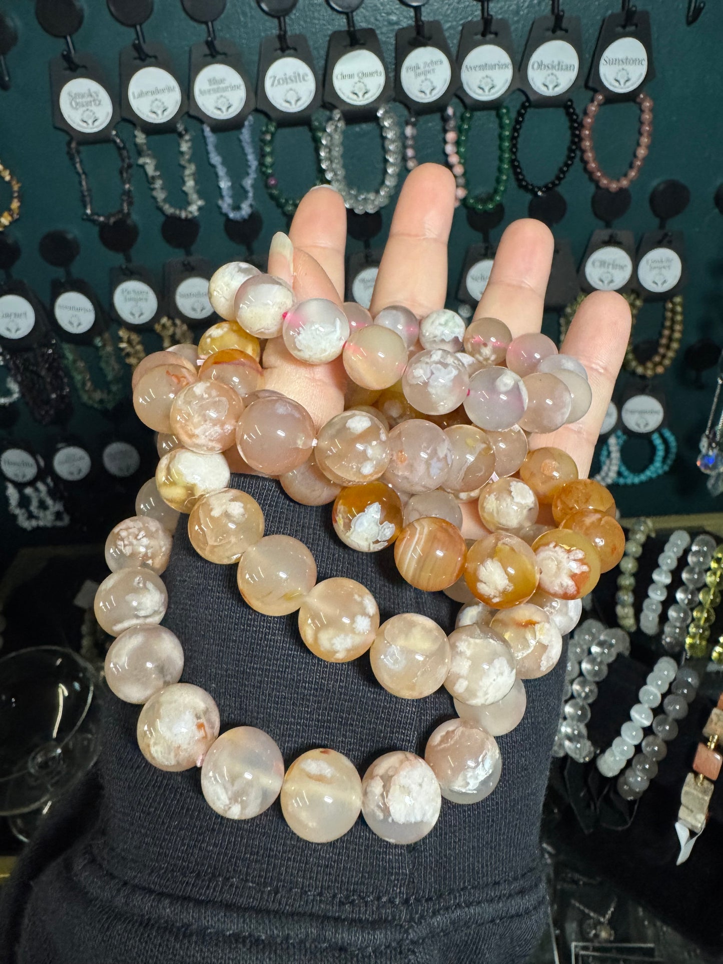 Flower Agate Chunky Crystal Bracelet