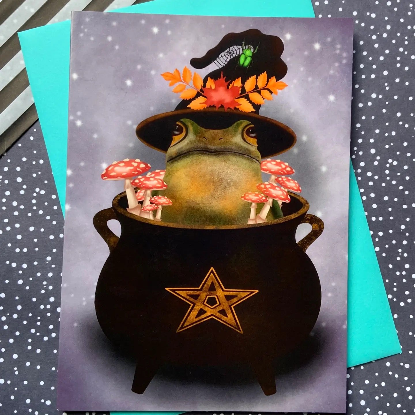 Hubble Bubble Witches Toad Greetings Card
