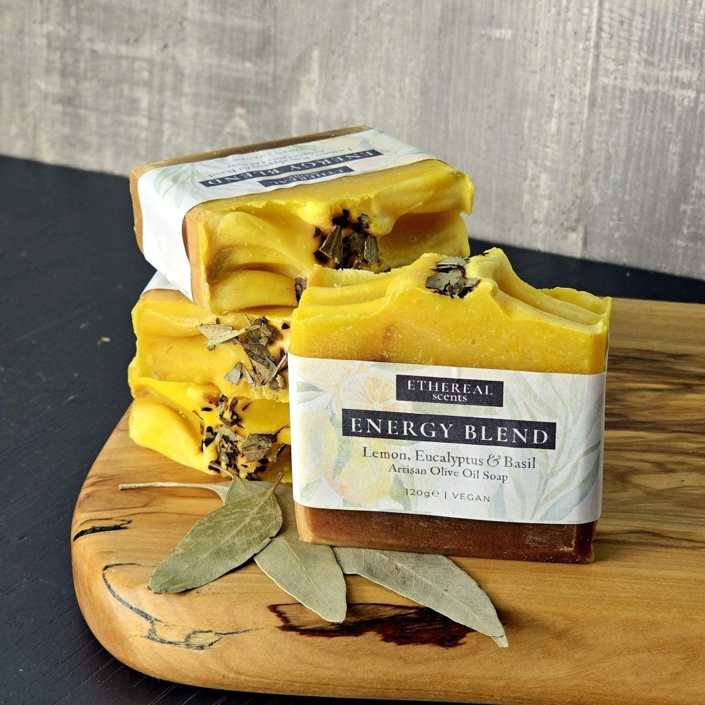 Energy Blend : Lemon, Eucalyptus and Basil Cold Process Soap