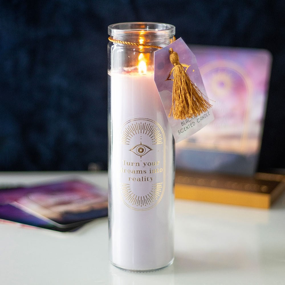 Blackberry Tube Candle with Amethyst Chips 'Turn your dreams into reality'