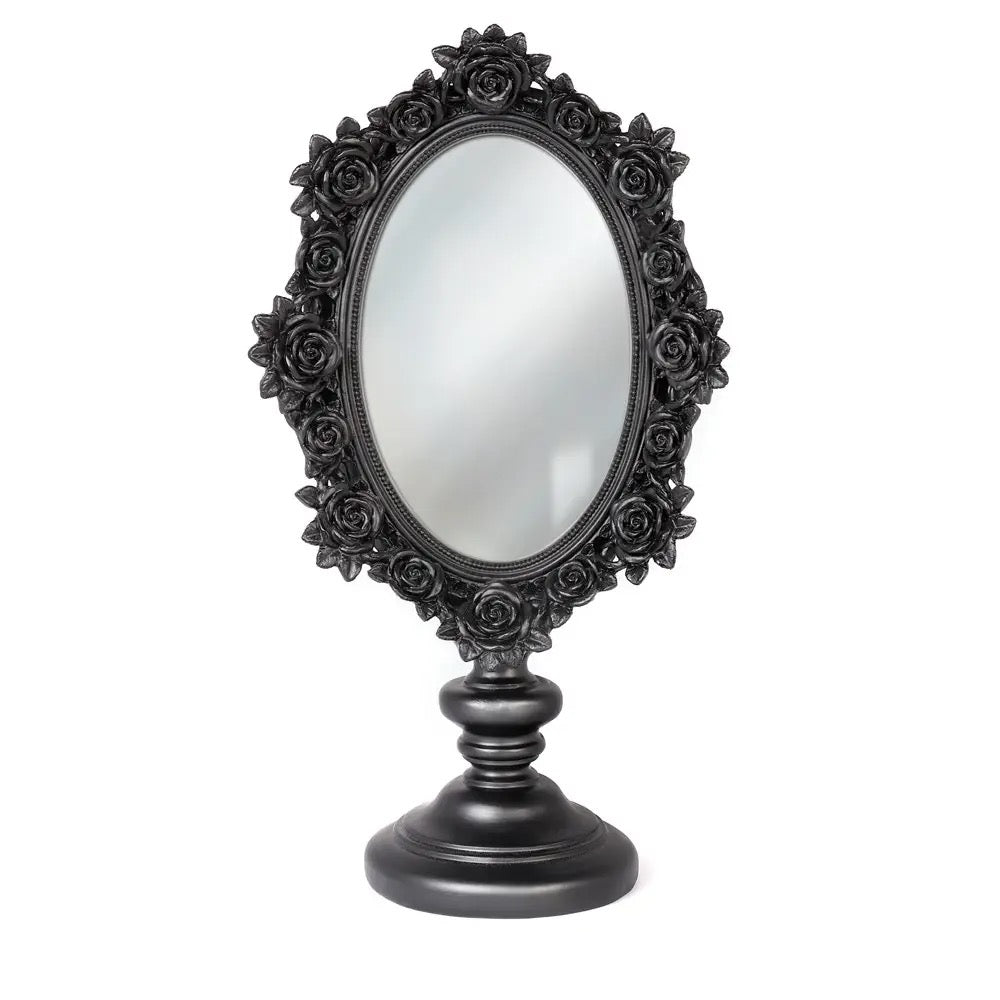 Black Rose Dressing Table Mirror for Glamour Magic Witchy Decor