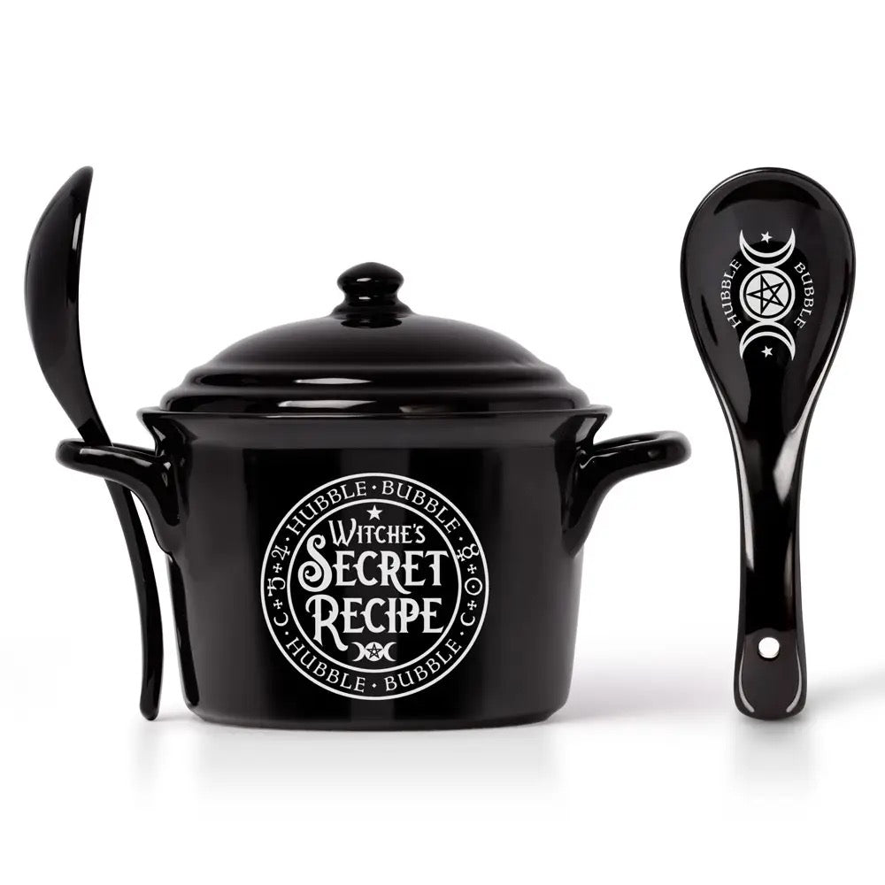 Witches Secret Recipe Ceramic Bowl with Spoon