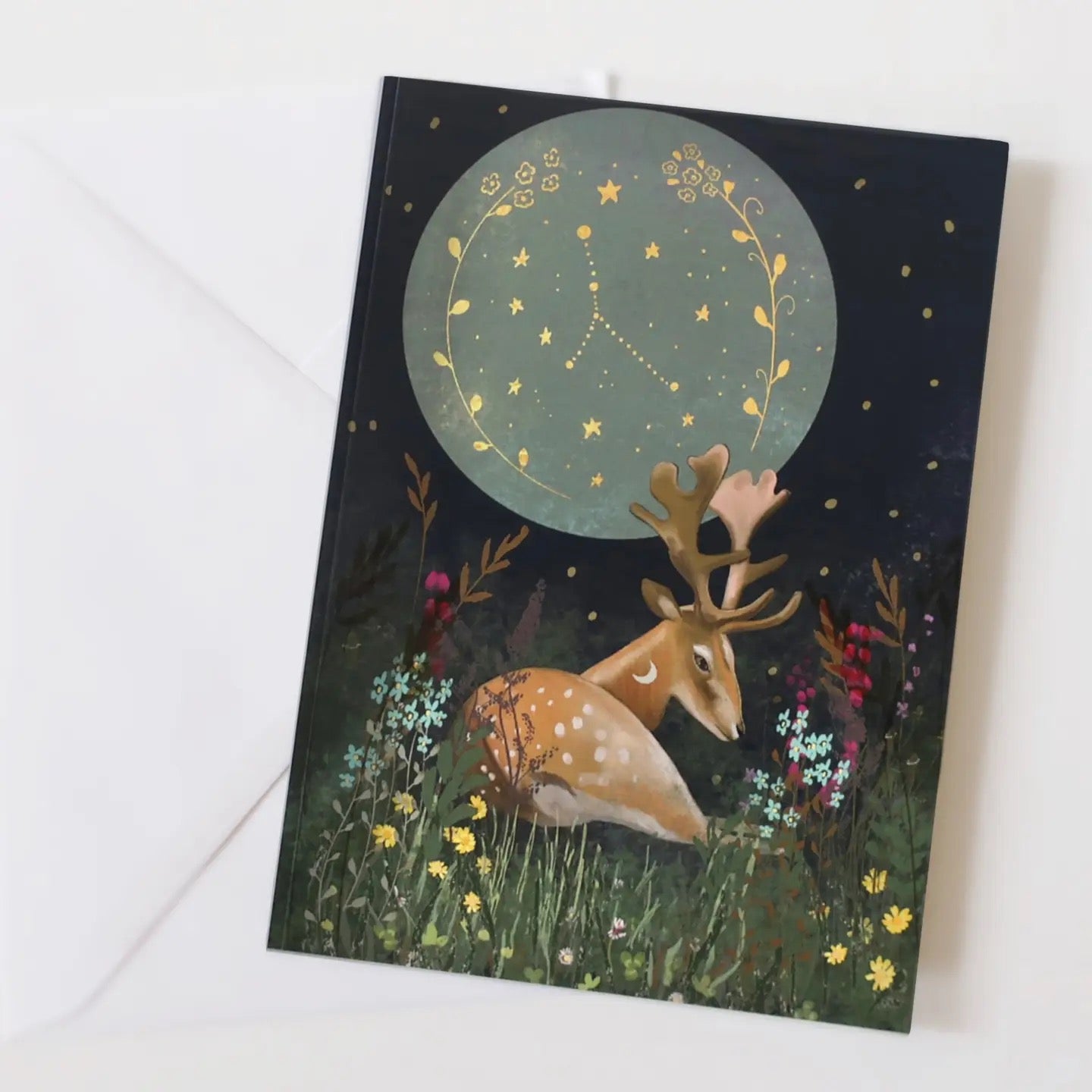 Buck Moon Greetings Card - Witchy Birthday Card - Beltane Card - Witchy Artwork