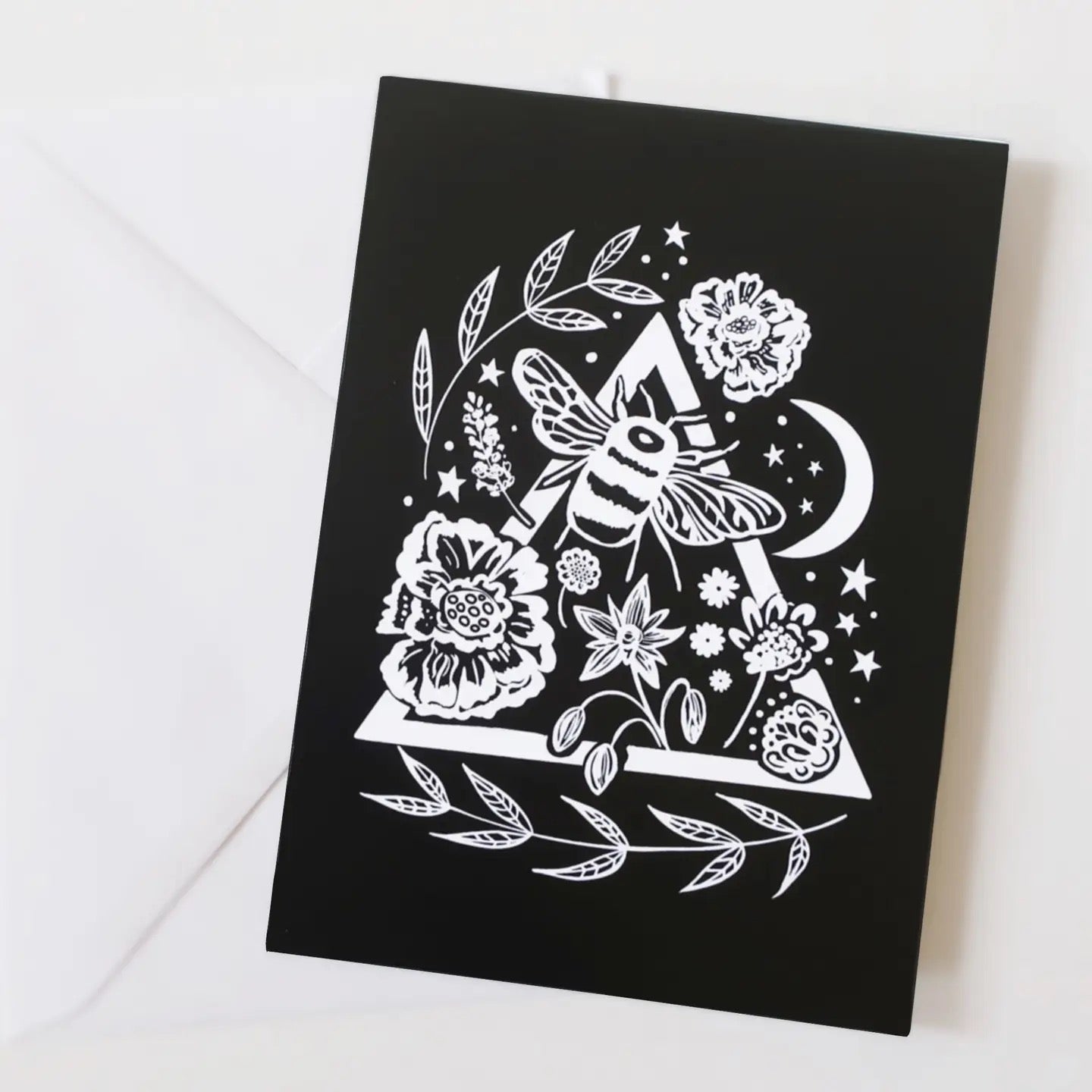 Bee, Moon & Foliage Greetings Card - Witchy Birthday Card