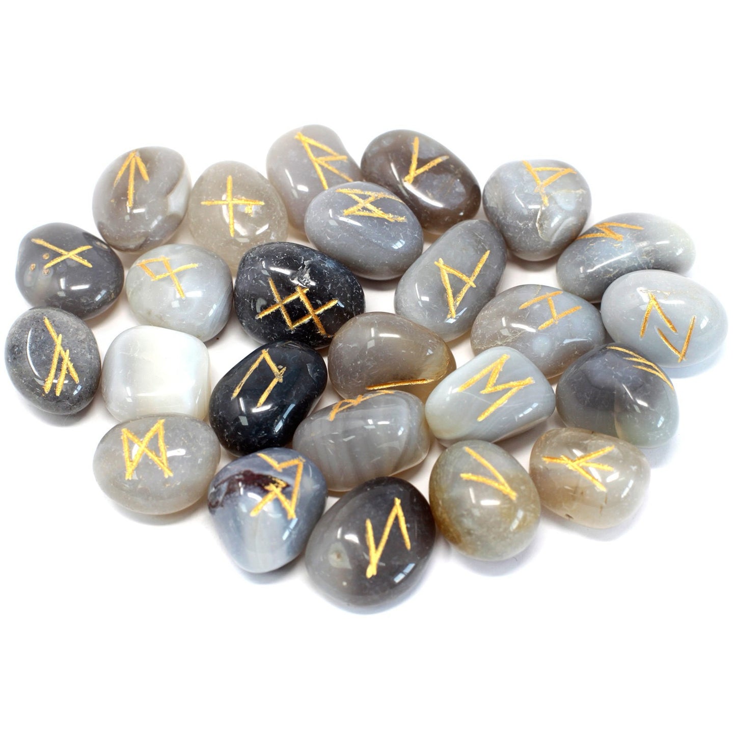 Grey Agate Crystal Rune Stones : Runes
