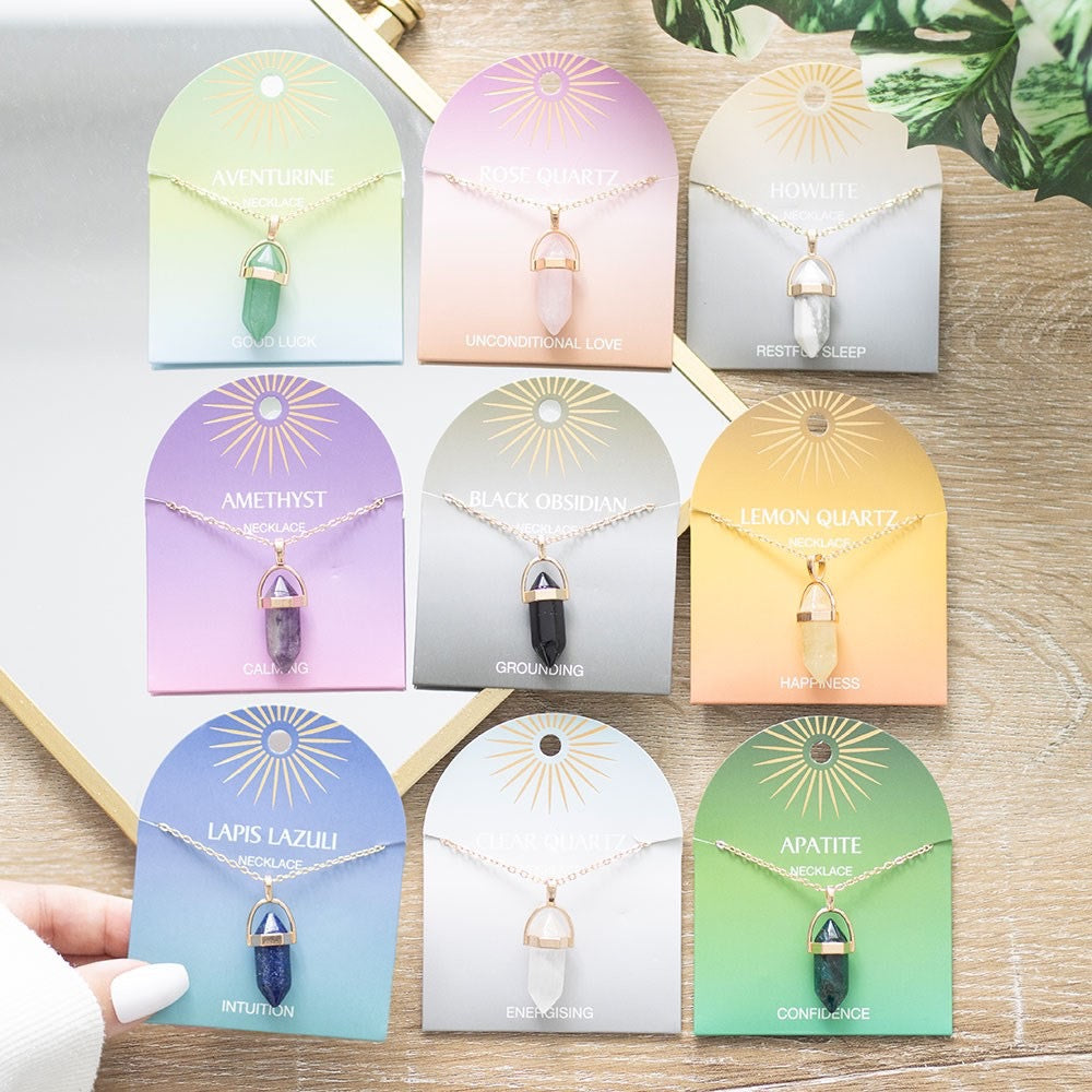 Crystal Pendant Necklace - Choose from a selection of crystal types