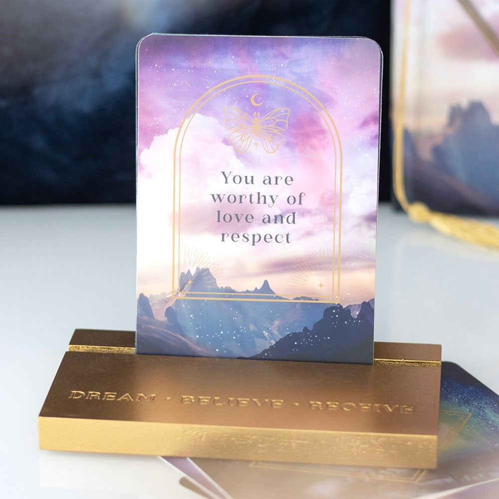 Ethereal Affirmation Cards With Wooden Stand