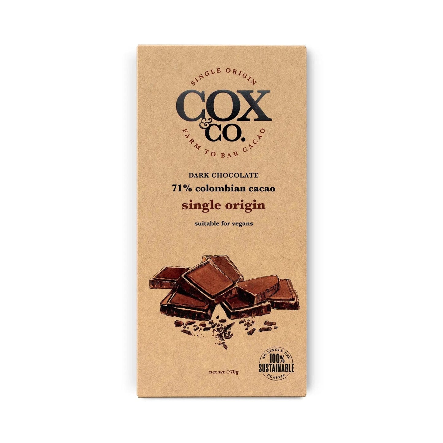 Single Origin 70% Dark Chocolate - 70g