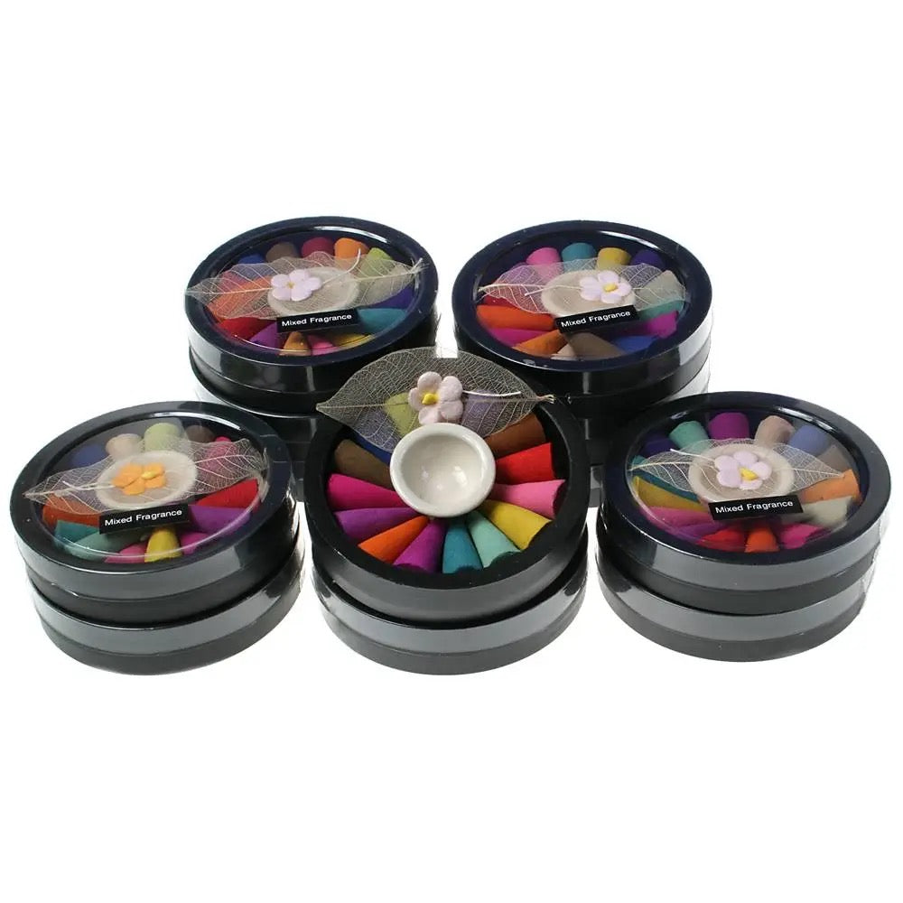 Colourful Mixed Incense Cones in round box