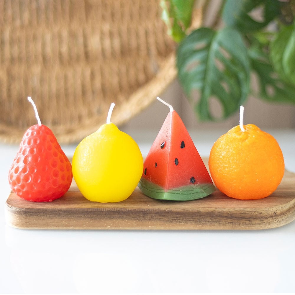 Fruit shaped candles - set of 4 fruits Orange, Lemon, Watermelon and Strawberry