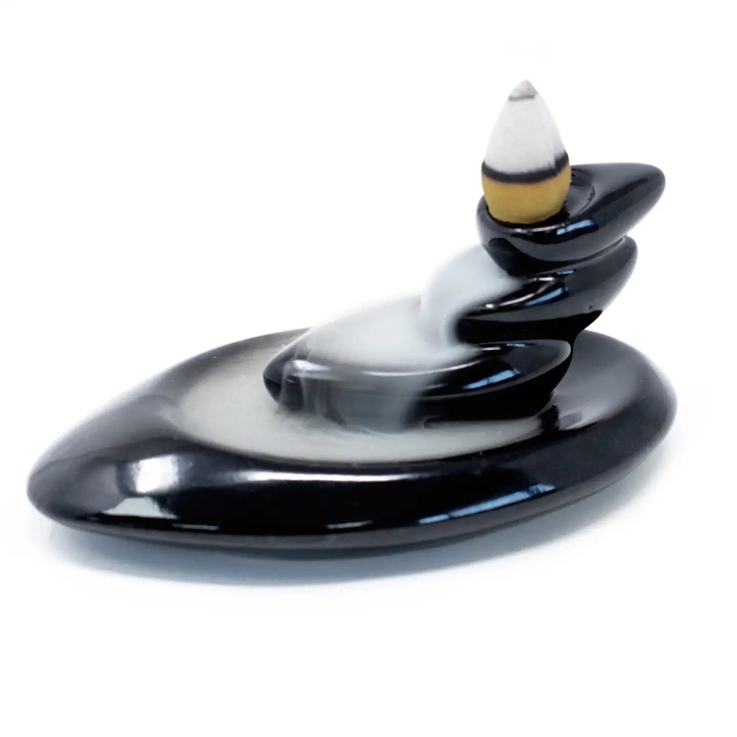 Backflow Cone Incense Burner 'Small Pebbles - Black'