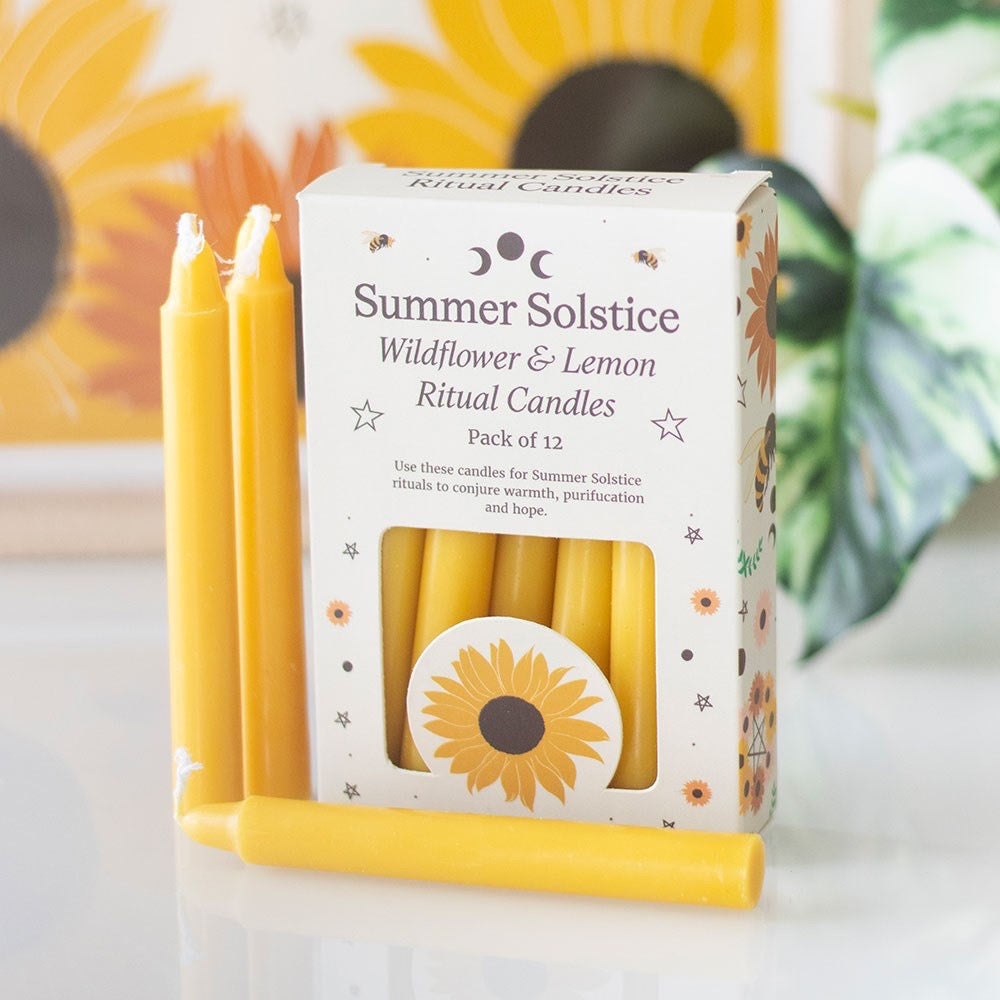 Wildflower and Lemon Summer Solstice Ritual Candles (pack of 12)