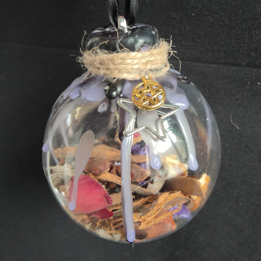 Witch Ball / Bauble - Purple & Black Seal