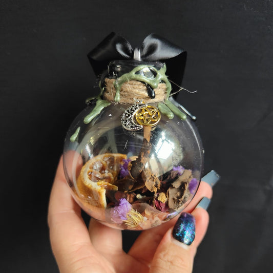 Witch Ball / Bauble - Green & Black Seal