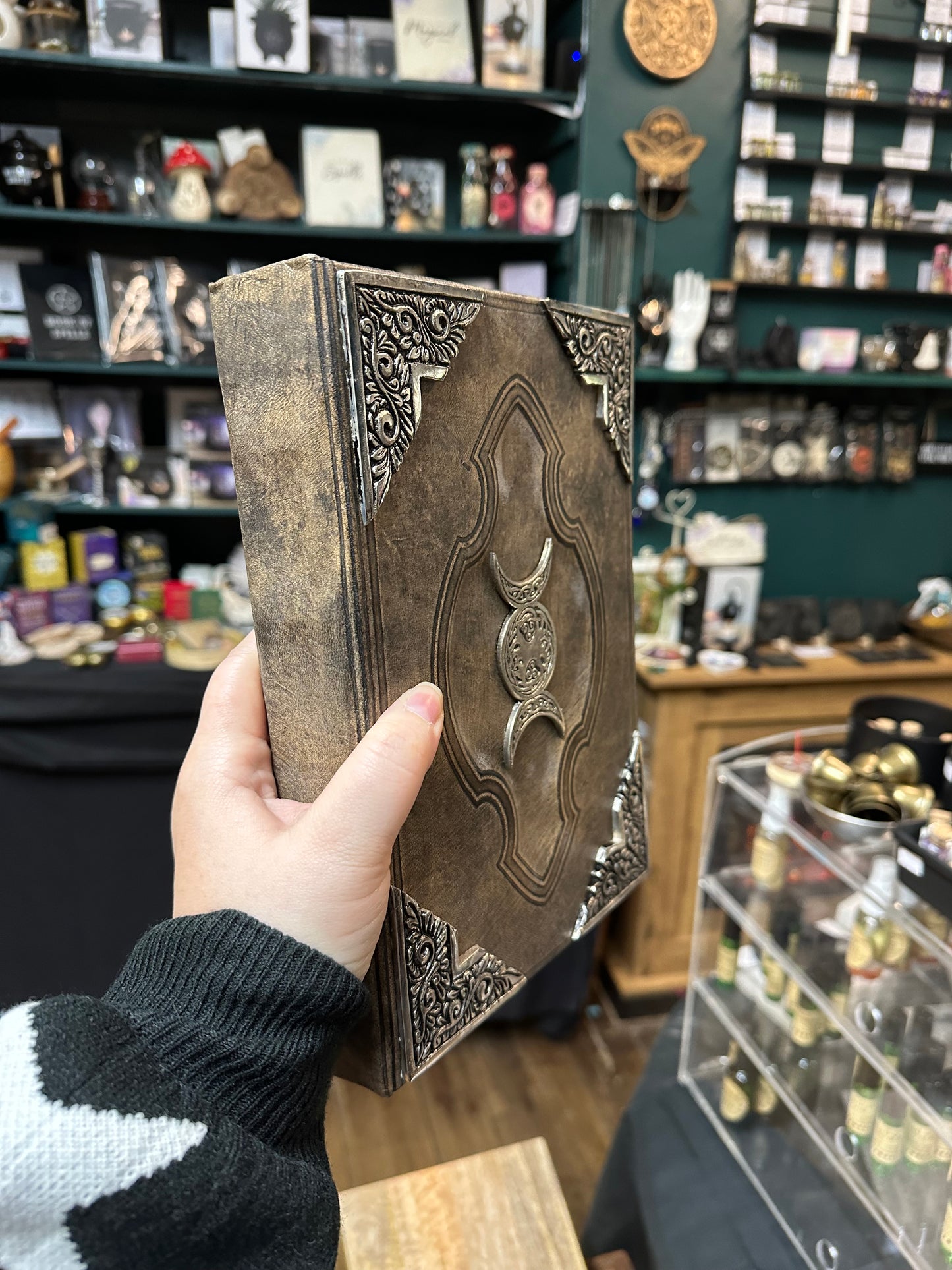 Triple Moon Grimoire: Leather Journal