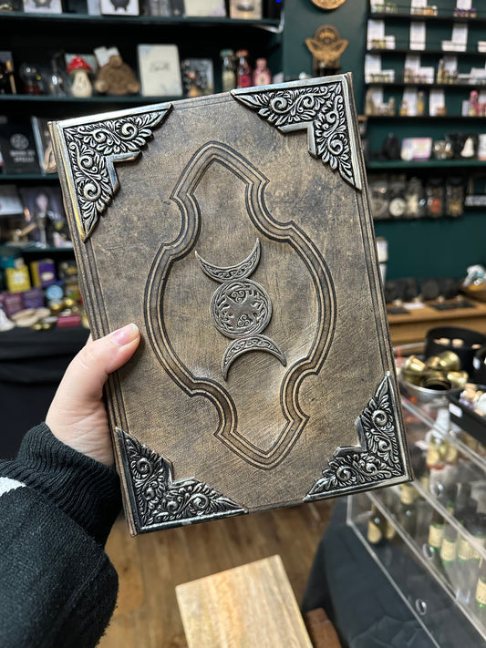 Triple Moon Grimoire: Leather Journal