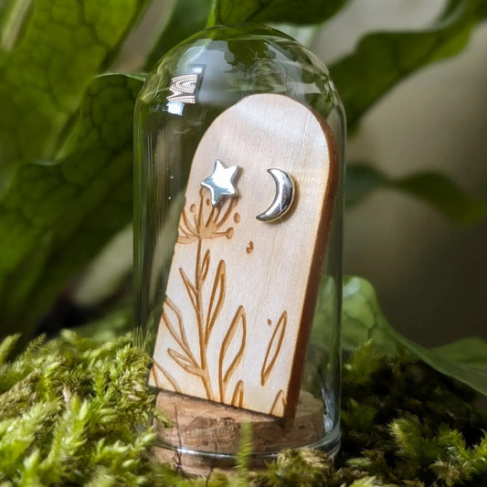 Moon & Star Sterling Silver Studs