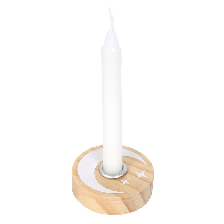 Mystical Moon Wooden Spell Candle Holder