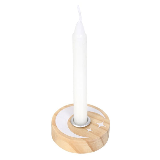 Mystical Moon Wooden Spell Candle Holder