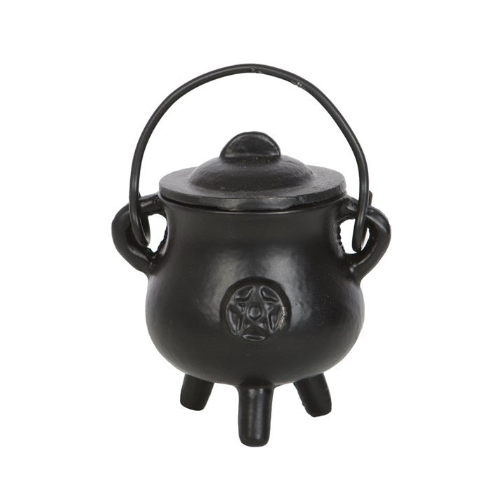 SMOOTH CAST IRON CAULDRON WITH PENTAGRAM (7.5cm)