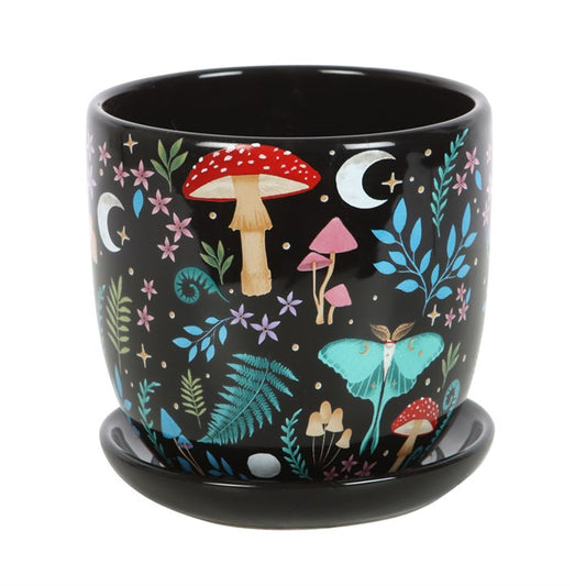 Dark Forest Plant Pot with Saucer