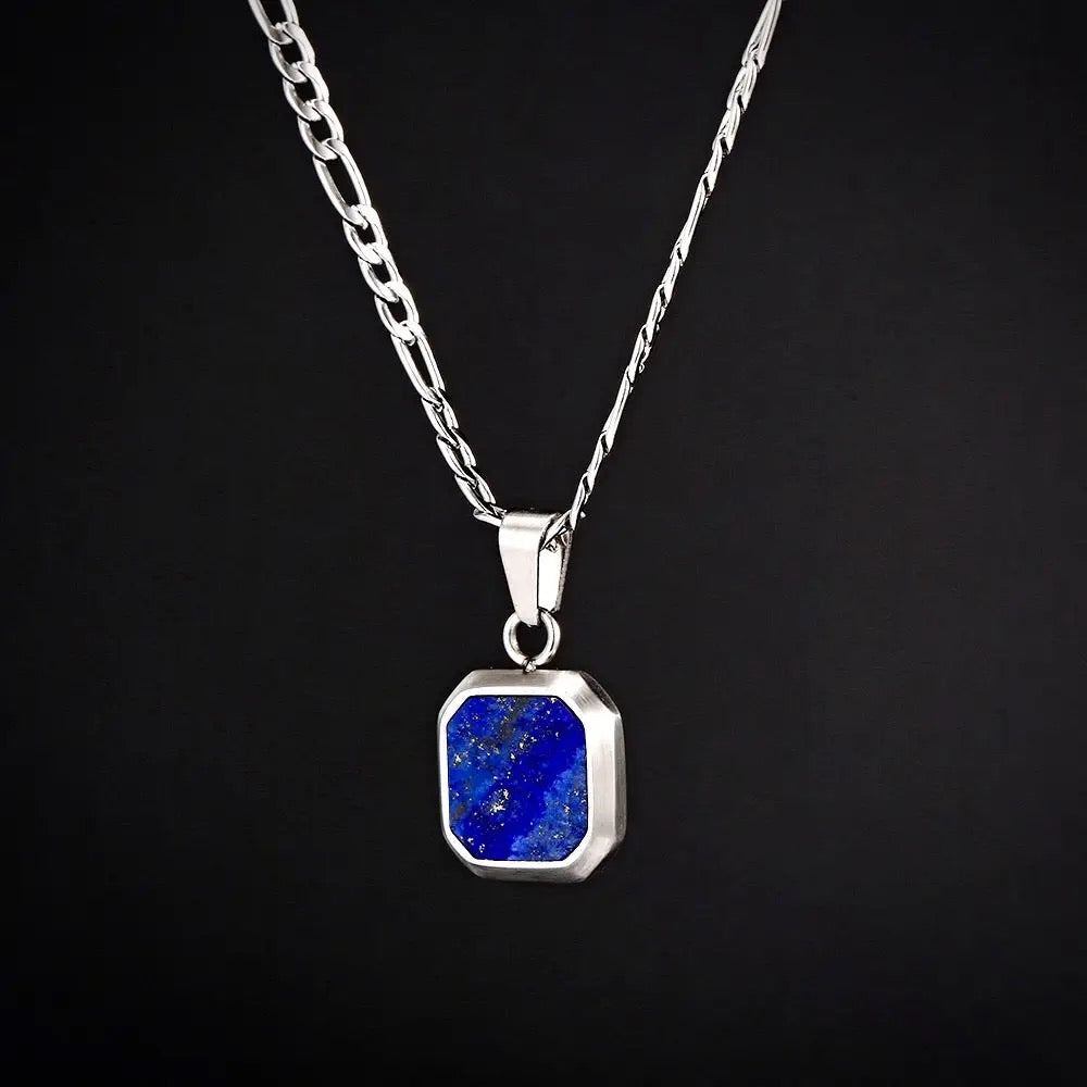 Blue & Silver Lapis Lazuli Pendant Necklace