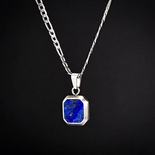 Blue & Silver Lapis Lazuli Pendant Necklace