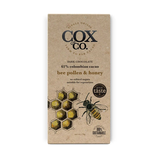 Bee Pollen & Honey 60% Dark Chocolate Bar - 70g