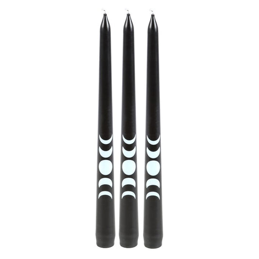 SET OF 3 BLACK MAGIC MOON PHASE TAPER CANDLES