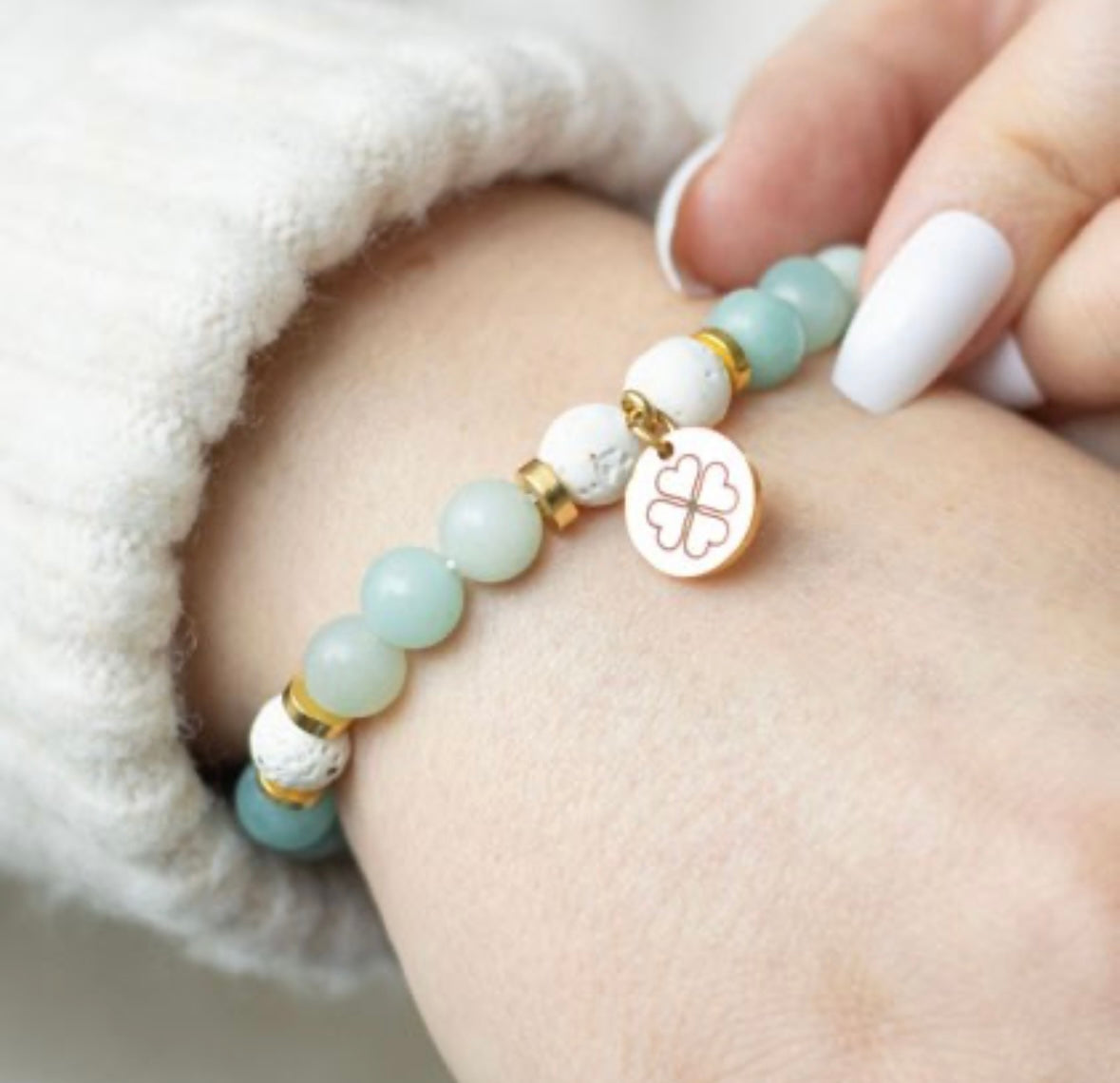 Abundance Bracelet : Amazonite & Lava Beads with oil