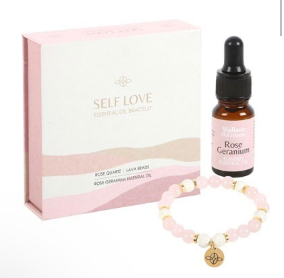 Self Love Bracelet : Rose Quartz & Lava Beads with oil