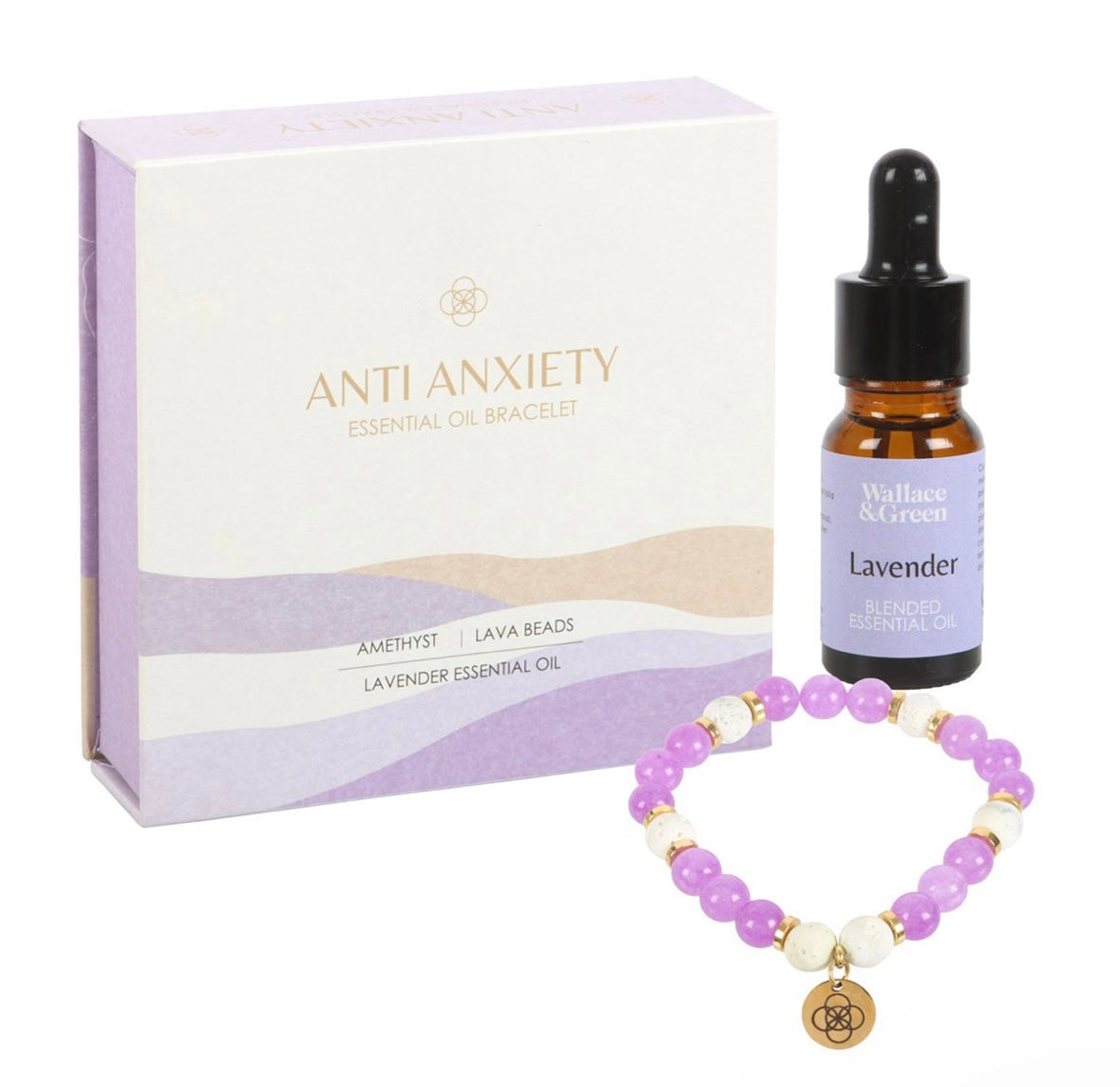 Anti-Anxiety Bracelet : Amethyst & Lava Beads with oil