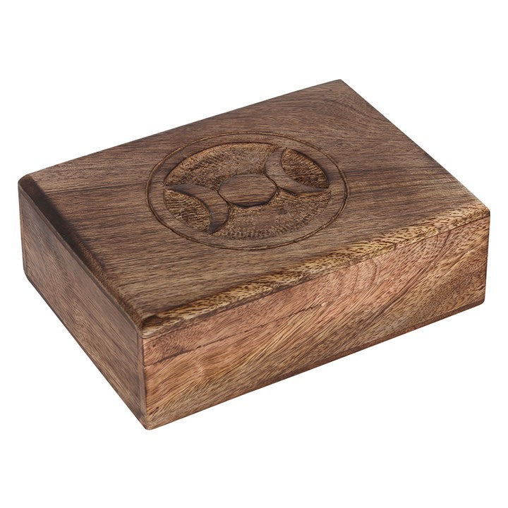 Triple Moon Wooden Box, great for storing Tarot Cards, crystals and other items