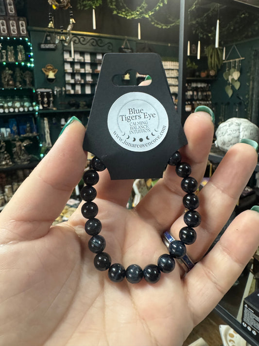 Blue Tigers Eye Crystal Bead Bracelet