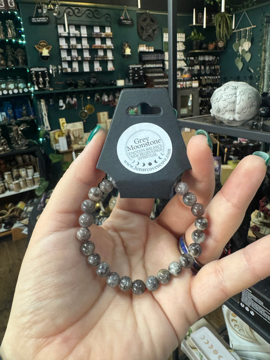 Grey Moonstone Crystal Bead Bracelet