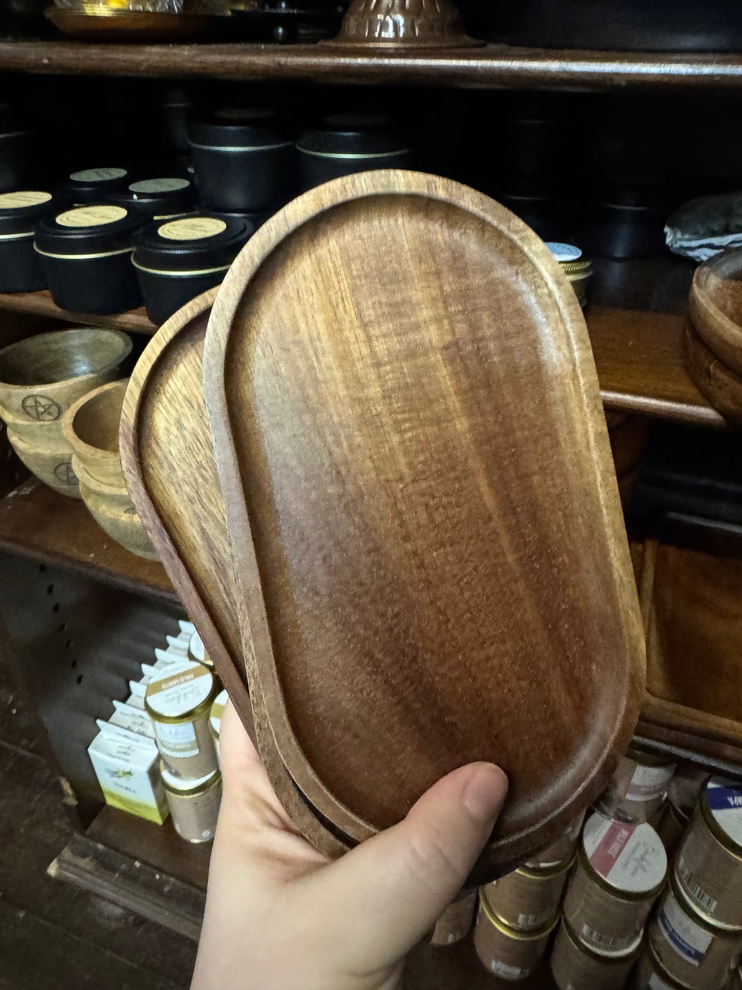 Oval / Rounded Rectangle Wooden Tray for Spell Work or Altar Decor