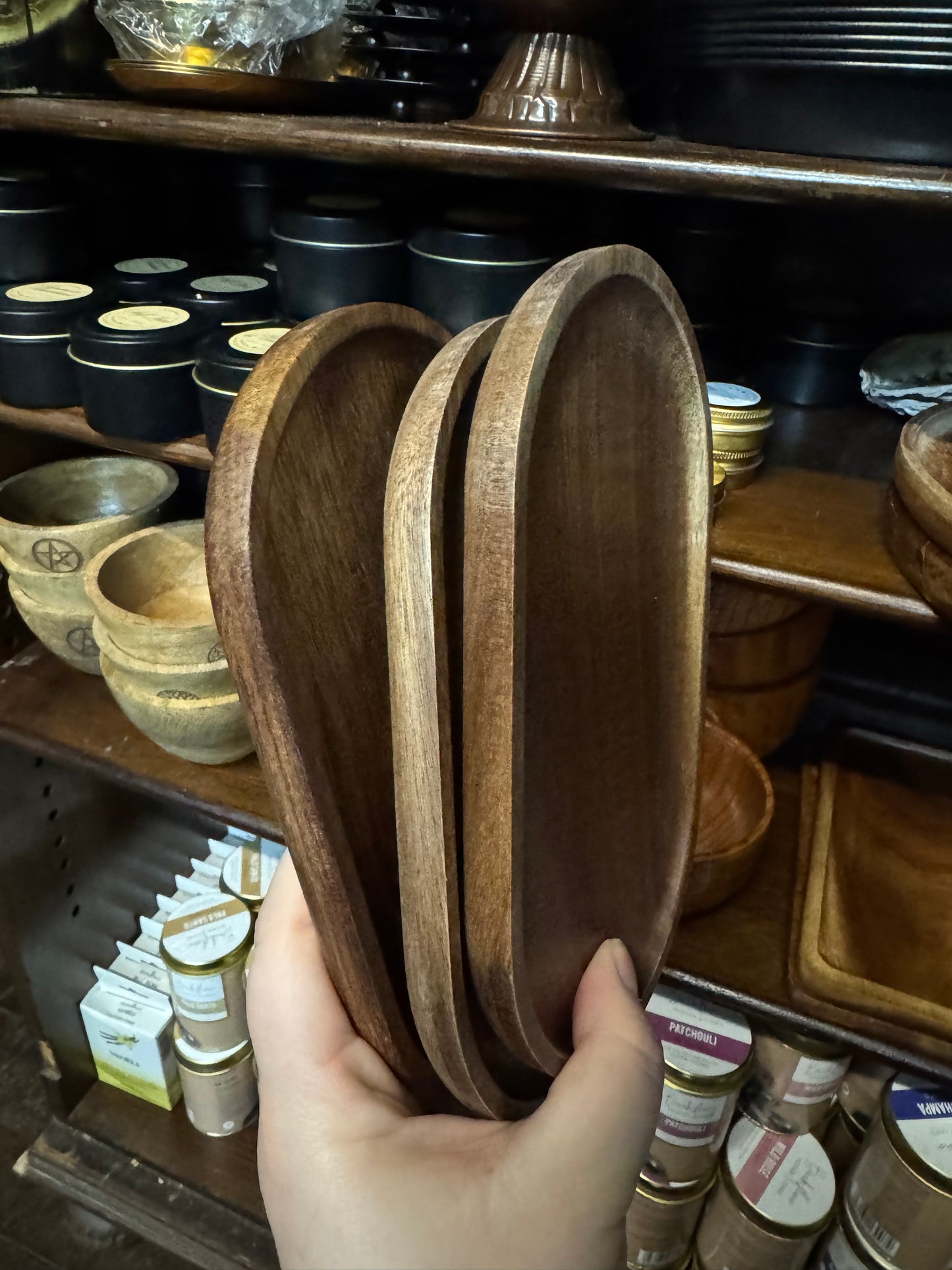 Oval / Rounded Rectangle Wooden Tray for Spell Work or Altar Decor