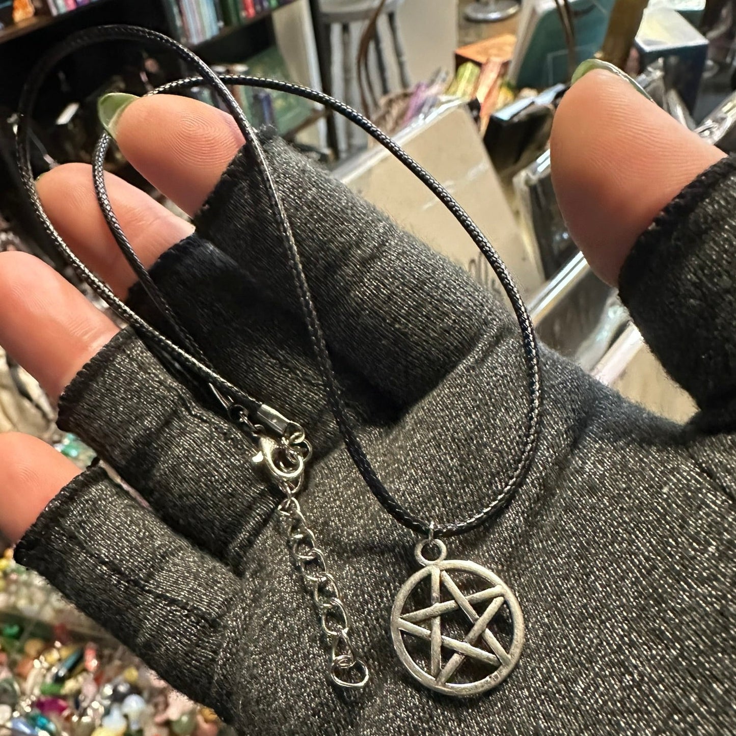 Pentagram Silver Charm Necklace