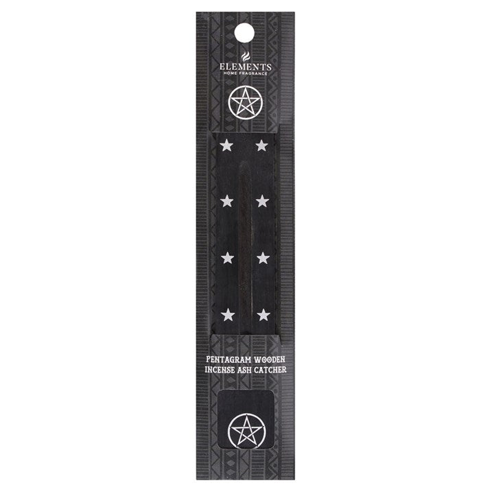 PENTAGRAM WOODEN INCENSE ASH CATCHER - BLACK