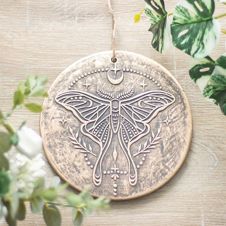 Luna Moth Terracotta Plaque Hanging Decoration