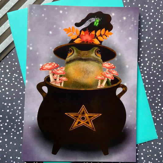 Hubble Bubble Witches Toad Greetings Card