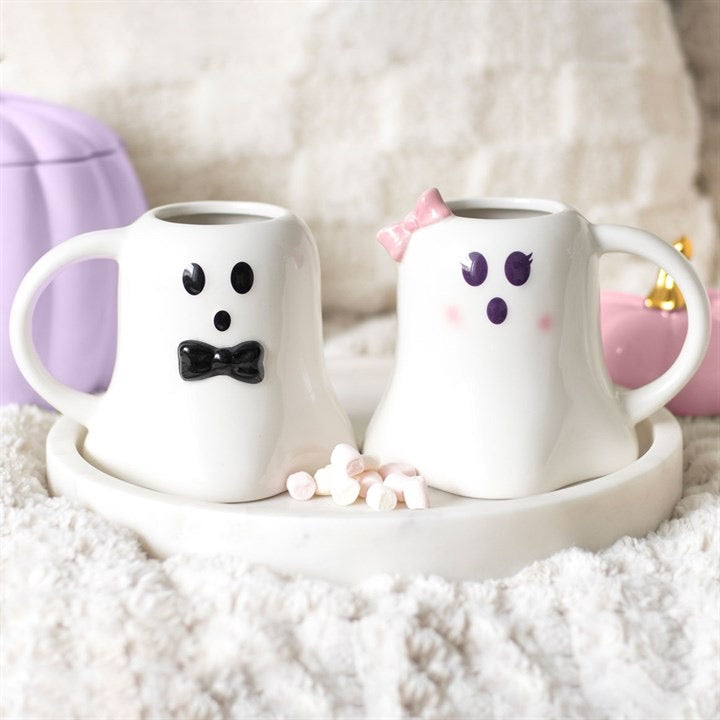 Mr and Mrs Boo Ghost Shaped Mugs