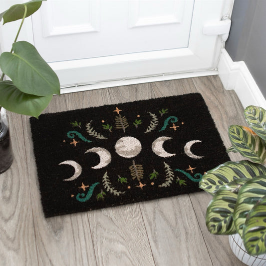 Dark Forest Moon Phase Door Mat (Black)